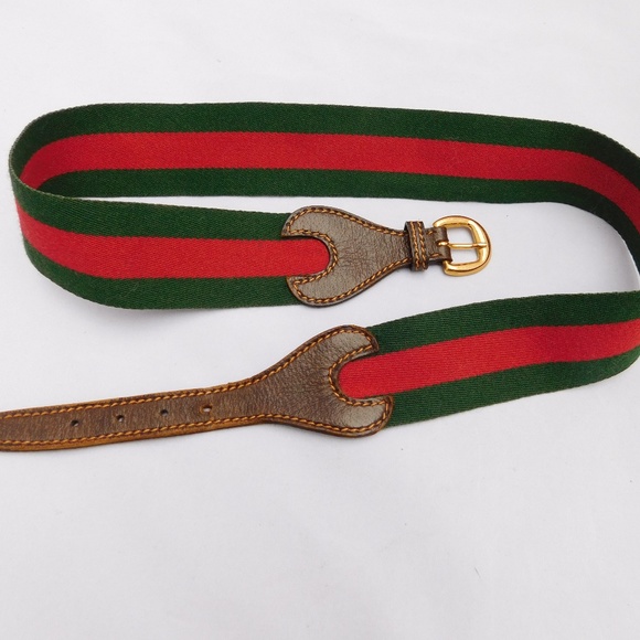 Gucci Accessories - Vintage 70's Gucci Signature Red Green Web Belt